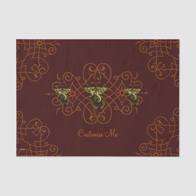 Mehndi Ganesha (rot) Seidenpapier (Vorderseite)