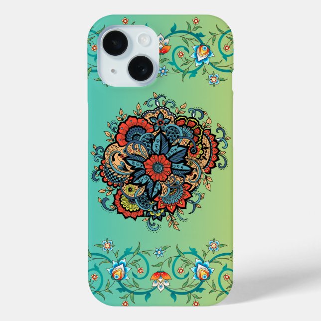 Mehndi Green Floral Art, unendlicher Splendor Case-Mate iPhone Hülle (Rückseite)