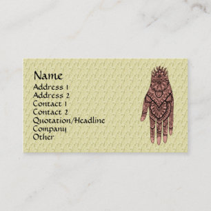 Mehndi Hand Tattoo Art Design Business Card Visitenkarte