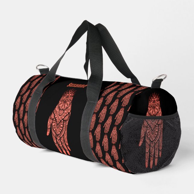 Mehndi Hand Tattoo Art Design Personalisiert Duffle Bag (Rechte Ecke)