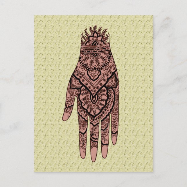 Mehndi Hand Tattoo Art Design Postkarte (Vorderseite)