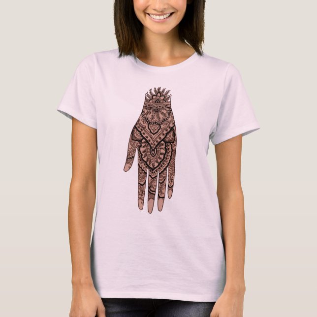 Mehndi Hand Tattoo Art Design T-Shirt (Vorderseite)