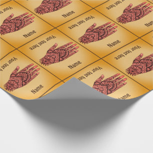 Mehndi Hand Tattoo Art Pink Design Personalisiert Geschenkpapier