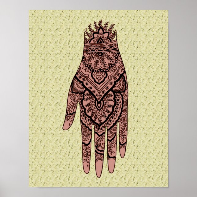 Mehndi Hand Tattoo Art Poster (Vorne)