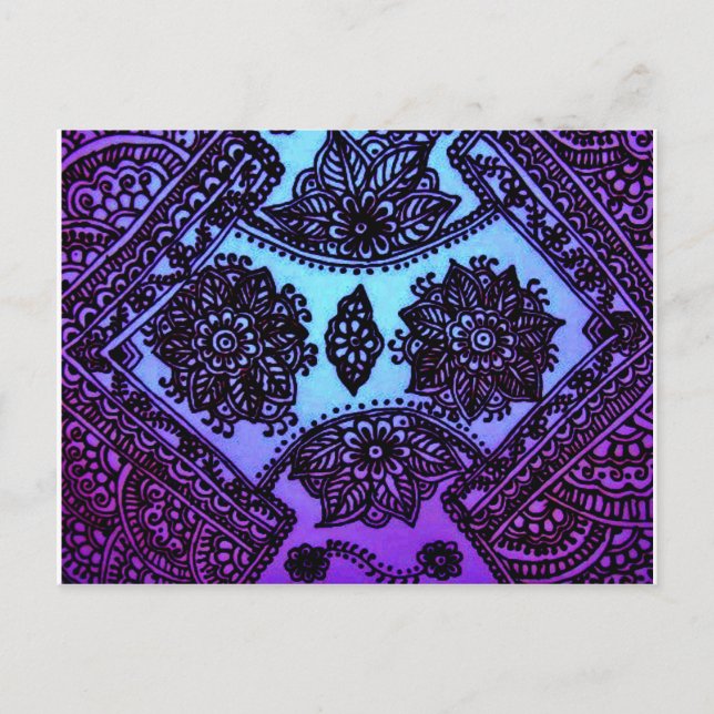 Mehndi Henna Blue Mix Postkarte (Vorderseite)