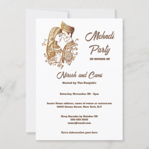 Mehndi Henna Bräutigam Brauhaus schlicht Einladung