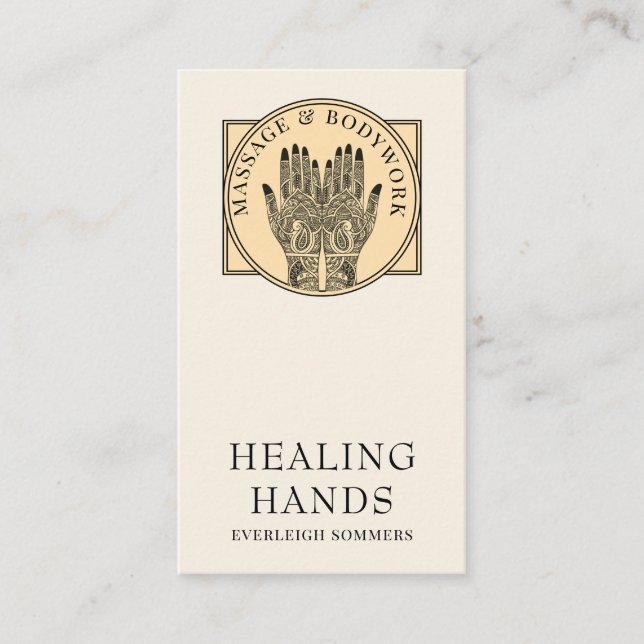 Mehndi Henna Massage Heilkunst Hände Visitenkarte (Vorderseite)