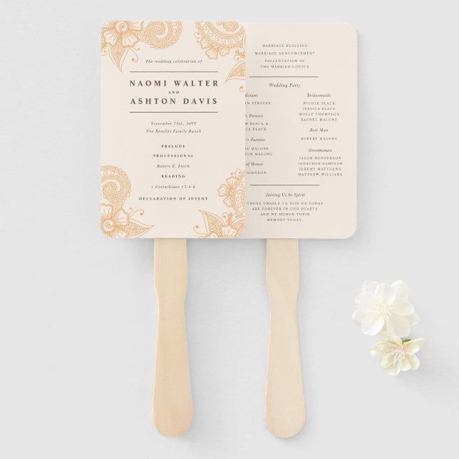 Mehndi Henna Wedding Programm Hand Fan Fächer