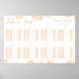 Mehndi Henna Wedding Seating Chart Poster