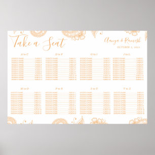 Mehndi Henna Wedding Seating Chart Poster
