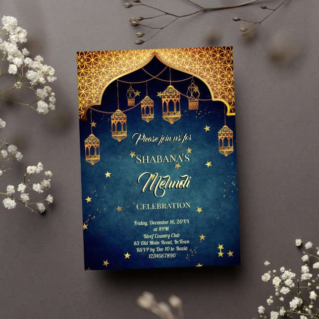 Mehndi indischen Arabian marokkanischen Design Ste Einladung (Mehendi Indian Arabian Moroccan design starry night background template Invitation instant download)