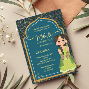 Mehndi indisches Paisley smaragdgrün süße indische Einladung