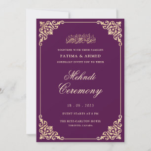 Mehndi Lila Gold Islamische Muslimische Hochzeit Einladung