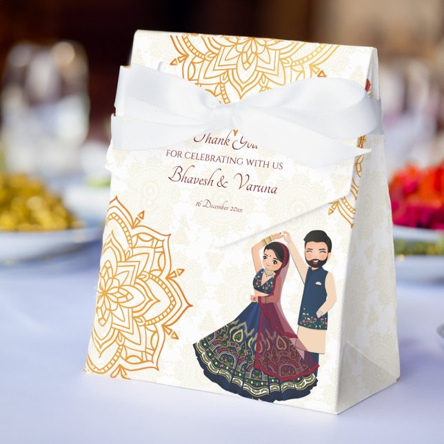 Mehndi & Sangeet Manadala und niedliches indisches Geschenkschachtel (Mehndi & sangeet manadala and cute Indian couple Favor Box)