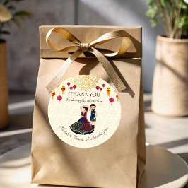 Mehndi & Sangeet Manadala und niedliches indisches Runder Aufkleber