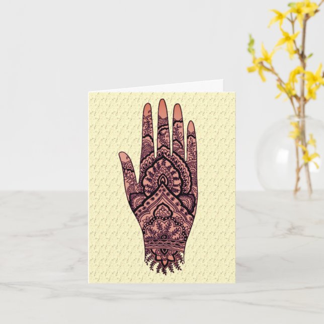 Mehndi Tattoo Art Design Blank Note Card Karte (Gelbe Blume)