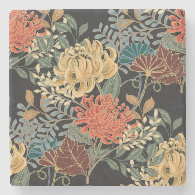 Mehndi Tracery Tile: Ethnisch nahtloses Design Steinuntersetzer (Vorderseite)