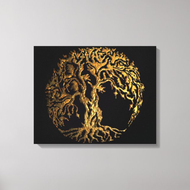 Mehndi Tree of Life (Gold) Leinwanddruck (Vorderseite)