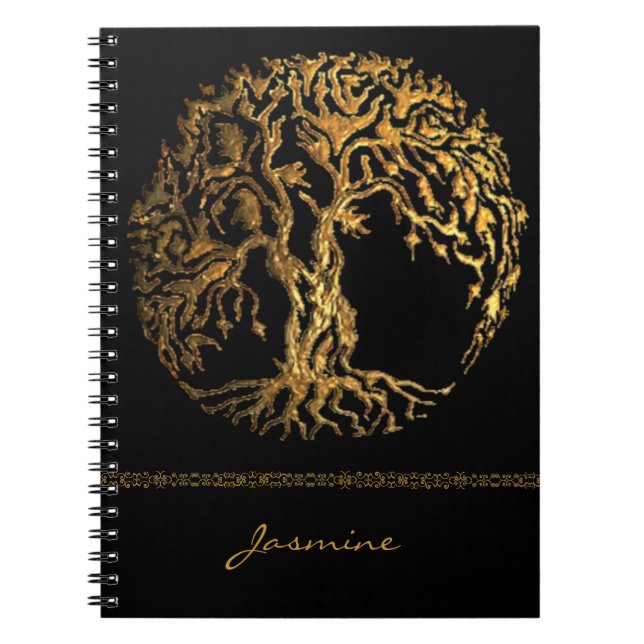 Mehndi Tree of Life (Gold) Notizblock (Vorderseite)