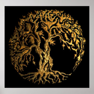 Mehndi Tree of Life (Gold) Poster