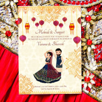 Mehndi und Sangeet Einladung niedliches indisches 
