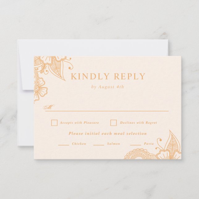 Mehndi Wedding RSVP Karte (Vorderseite)