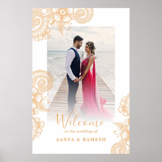 Mehndi Wedding Welcome Sign Poster (Vorne)