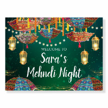 Mehndi Welcome Sign & Wedding Mendhi Signature Dek