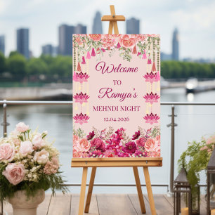 Mehndi-Willkommensschild, Indisches Hochzeitsschil Poster