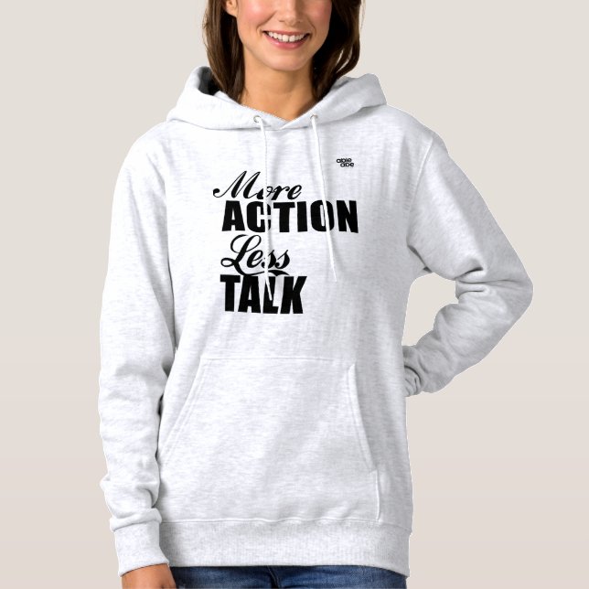 Mehr Action LESS-Talk gehoochtes Sweatshirt (Vorderseite)