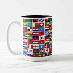 Mehr als 100 Flaggen der Länder der Welt Zweifarbige Tasse