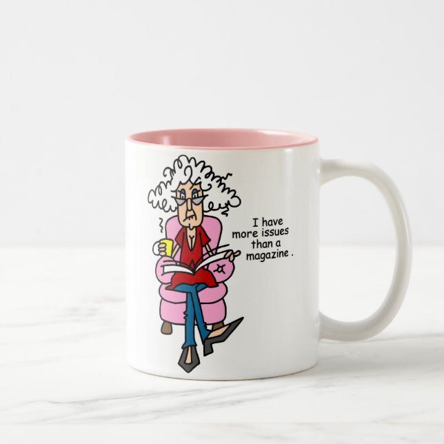 Mehr Ausgaben als ein Magazin-Spaß Zweifarbige Tasse (Rechts)