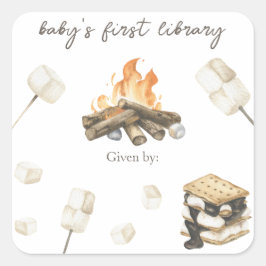 Mehr Babydusche - die erste Bibliothek des Babys Quadratischer Aufkleber