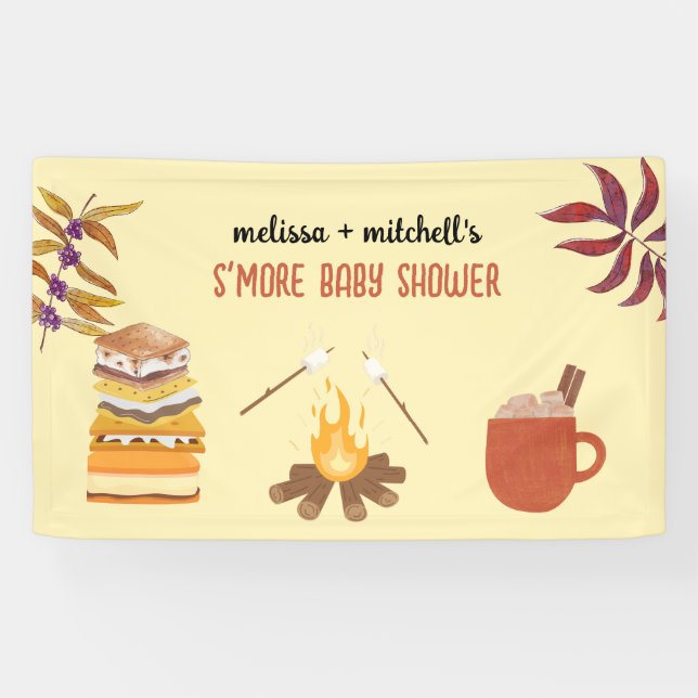 Mehr Babydusche Lagerfeuer Toastbrot Marshmallow Banner (Horizontal)