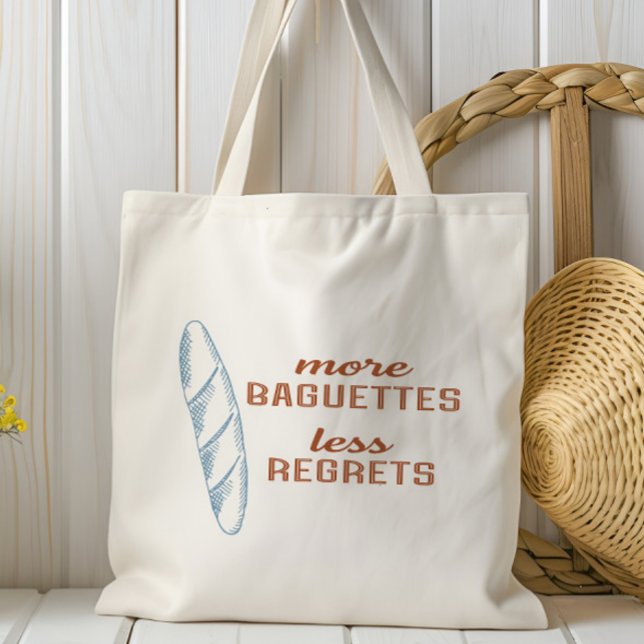 Mehr Baguettes weniger Bedauern, französisches Bro Tragetasche (Von Creator hochgeladen)