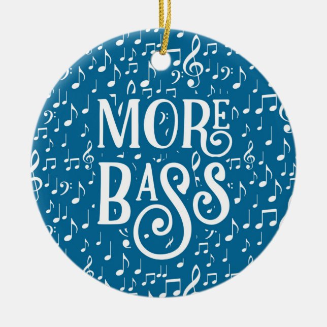 Mehr Bass - Blue White Music Keramik Ornament (Vorne)
