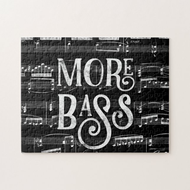 Mehr Bass Chalkboard - Schwarz-weiße Musik Puzzle (Horizontal)