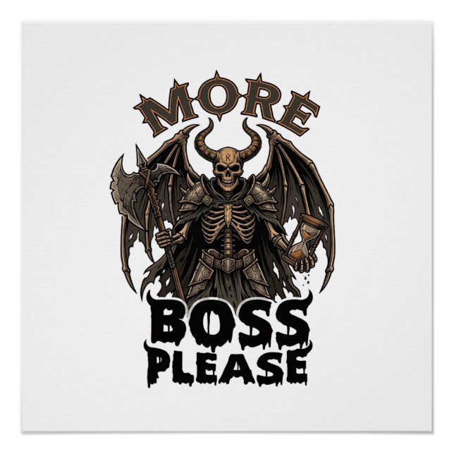 Mehr Boss Bitte Halloween-Dämon-Skelett-Axt-Stunde Poster (Vorderseite)