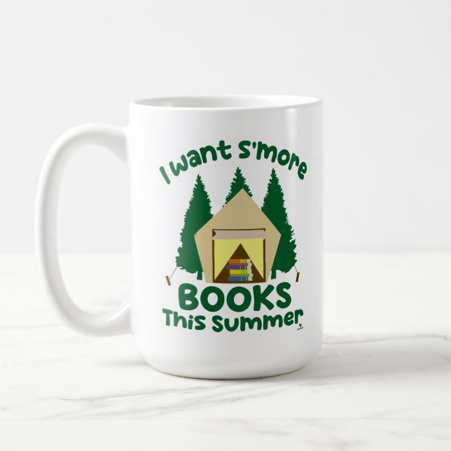 Mehr Bücher im Sommer Lustiger Leseslogan Kaffeetasse (Links)