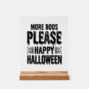 Mehr Buhs bitte Vintage-Halloween-Typografie-Desi Acrylschild