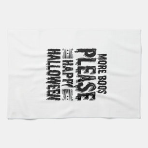 Mehr Buhs bitte Vintage-Halloween-Typografie-Desi Geschirrtuch