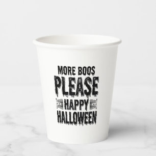 Mehr Buhs bitte Vintage-Halloween-Typografie-Desi Pappbecher