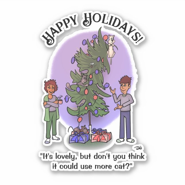 Mehr Cat Christmas Custom Sticker (Vorderseite)