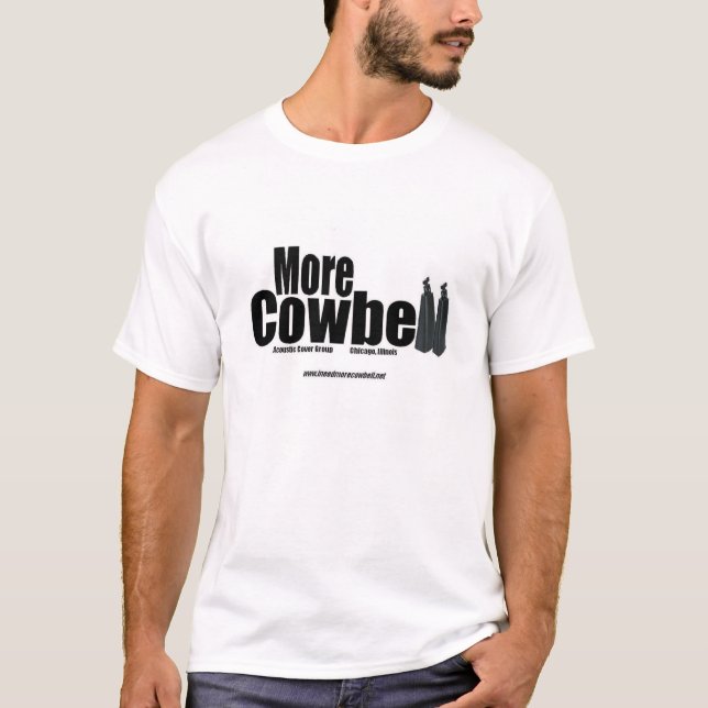 Mehr Cowbell-weißes Logo T T-Shirt (Vorderseite)