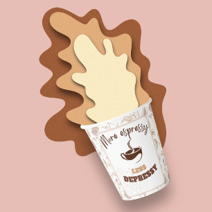 Mehr Druck weniger depressiv Kaffeebohnen-Muster Pappbecher