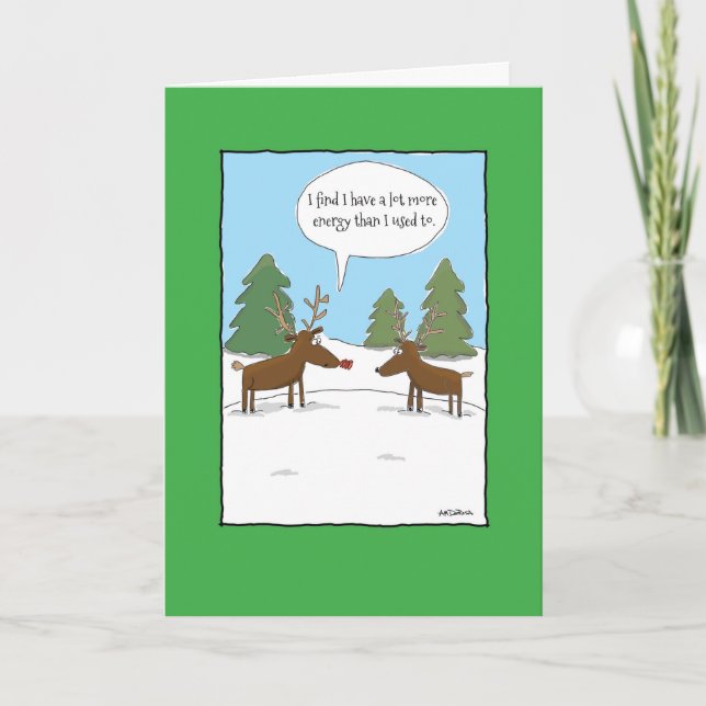 Mehr Energie-Weihnachtswitz-Gruß-Karte Feiertagskarte (Vorderseite)