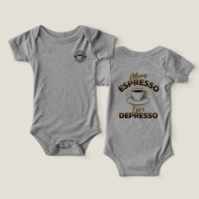 Mehr Espresso, weniger Depresso – Kaffee-Zitat-Des (Design Vorderseite & Rückseite)