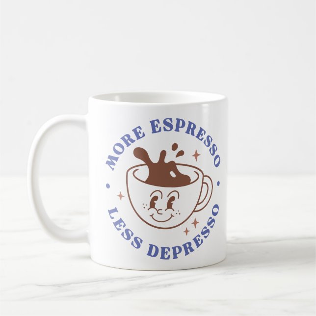 Mehr Espresso weniger Depresso Kaffeetasse (Links)