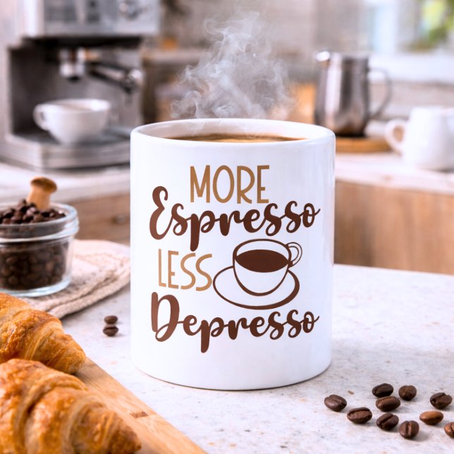 Mehr Espresso weniger Depresso Kaffeetasse (Von Creator hochgeladen)