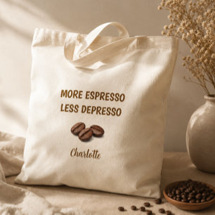 Mehr Espresso, weniger Depresso, lustiger Kaffee-N Tragetasche